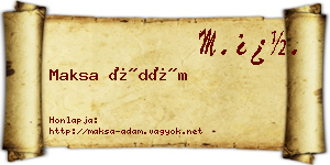 Maksa Ádám névjegykártya